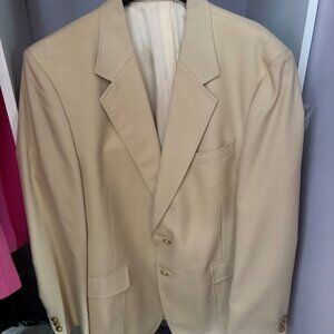 Men's 44L  Beige Jacket Blazer Business Casual Suit Sport Coat Carl Michaels